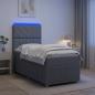 Preview: ARDEBO.de - LED Boxspringbett mit Matratze Hellgrau 90 x 190 cm Stoff