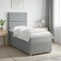 Preview: LED Boxspringbett mit Matratze Hellgrau 90 x 190 cm Stoff