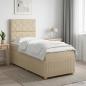 Preview: ARDEBO.de - LED Boxspringbett mit Matratze Creme 90 x 200 cm Stoff