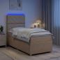 Preview: LED Boxspringbett mit Matratze Creme 90 x 200 cm Stoff