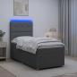 Preview: ARDEBO.de - LED Boxspringbett mit Matratze Dunkelgrau 100 x 200 cm Stoff