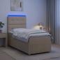 Preview: ARDEBO.de - LED Boxspringbett mit Matratze Creme 100 x 200 cm Stoff