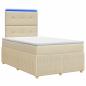 Preview: LED Boxspringbett mit Matratze Creme 120 x 190 cm Stoff