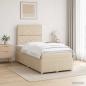 Preview: ARDEBO.de - LED Boxspringbett mit Matratze Creme 120 x 190 cm Stoff
