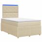 Preview: LED Boxspringbett mit Matratze Creme 120 x 190 cm Stoff