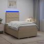 Preview: LED Boxspringbett mit Matratze Creme 120 x 190 cm Stoff