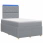 Preview: LED Boxspringbett mit Matratze Hellgrau 120 x 200 cm Stoff