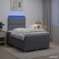 Preview: LED Boxspringbett mit Matratze Hellgrau 120 x 200 cm Stoff