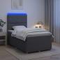 Preview: ARDEBO.de - LED Boxspringbett mit Matratze Dunkelgrau 120 x 200 cm Stoff