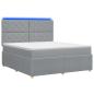 Preview: LED Boxspringbett mit Matratze Hellgrau 140 x 200 cm Stoff
