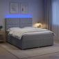 Preview: LED Boxspringbett mit Matratze Hellgrau 140 x 200 cm Stoff