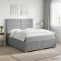 Preview: ARDEBO.de - LED Boxspringbett mit Matratze Hellgrau 180 x 200 cm Stoff