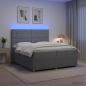 Preview: ARDEBO.de - LED Boxspringbett mit Matratze Hellgrau 200 x 200 cm Stoff