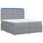 Preview: LED Boxspringbett mit Matratze Hellgrau 200 x 200 cm Stoff