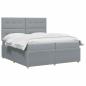 Preview: LED Boxspringbett mit Matratze Hellgrau 200 x 200 cm Stoff
