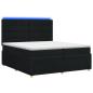 Preview: LED Boxspringbett mit Matratze Schwarz 200 x 200 cm Stoff