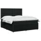 Preview: LED Boxspringbett mit Matratze Schwarz 200 x 200 cm Stoff