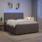 Preview: ARDEBO.de - LED Boxspringbett mit Matratze Taupe 200 x 200 cm Stoff