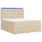Preview: LED Boxspringbett mit Matratze Creme 200 x 200 cm Stoff