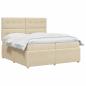 Preview: LED Boxspringbett mit Matratze Creme 200 x 200 cm Stoff