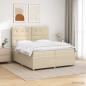 Preview: LED Boxspringbett mit Matratze Creme 200 x 200 cm Stoff