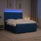 Preview: ARDEBO.de - LED Boxspringbett mit Matratze Blau 200 x 200 cm Stoff