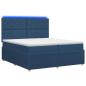 Preview: LED Boxspringbett mit Matratze Blau 200 x 200 cm Stoff