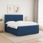 Preview: LED Boxspringbett mit Matratze Blau 200 x 200 cm Stoff