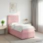 Preview: ARDEBO.de - LED Boxspringbett mit Matratze Rosa 80 x 200 cm Samt