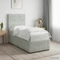 Preview: LED Boxspringbett mit Matratze Hellgrau 90 x 200 cm Samt
