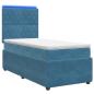 Preview: LED Boxspringbett mit Matratze Blau 90 x 200 cm Samt