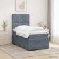 Preview: ARDEBO.de - LED Boxspringbett mit Matratze Dunkelgrau 90 x 200 cm Samt