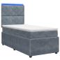 Preview: LED Boxspringbett mit Matratze Dunkelgrau 90 x 200 cm Samt