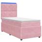 Preview: LED Boxspringbett mit Matratze Rosa 100 x 200 cm Samt
