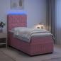 Preview: LED Boxspringbett mit Matratze Rosa 100 x 200 cm Samt