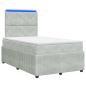 Preview: LED Boxspringbett mit Matratze Hellgrau 120 x 190 cm Samt