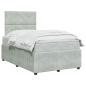 Preview: LED Boxspringbett mit Matratze Hellgrau 120 x 190 cm Samt