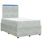 Preview: LED Boxspringbett mit Matratze Hellgrau 120 x 200 cm Samt