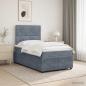 Preview: ARDEBO.de - LED Boxspringbett mit Matratze Dunkelgrau 120 x 200 cm Samt