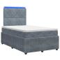 Preview: LED Boxspringbett mit Matratze Dunkelgrau 120 x 200 cm Samt
