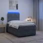 Preview: LED Boxspringbett mit Matratze Dunkelgrau 120 x 200 cm Samt