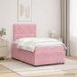 Preview: ARDEBO.de - LED Boxspringbett mit Matratze Rosa 120 x 200 cm Samt
