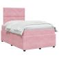 Preview: LED Boxspringbett mit Matratze Rosa 120 x 200 cm Samt