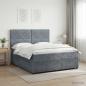 Preview: ARDEBO.de - LED Boxspringbett mit Matratze Dunkelgrau 140 x 190 cm Samt