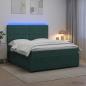 Preview: ARDEBO.de - LED Boxspringbett mit Matratze Dunkelgrün 140 x 190 cm Samt