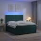 Preview: ARDEBO.de - LED Boxspringbett mit Matratze Dunkelgrün 140 x 190 cm Samt