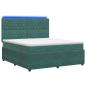 Preview: LED Boxspringbett mit Matratze Dunkelgrün 140 x 200 cm Samt