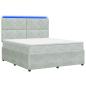 Preview: LED Boxspringbett mit Matratze Hellgrau 140 x 200 cm Samt