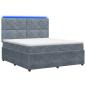 Preview: LED Boxspringbett mit Matratze Dunkelgrau 140 x 200 cm Samt