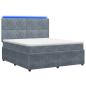 Preview: LED Boxspringbett mit Matratze Dunkelgrau 160 x 200 cm Samt